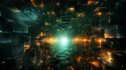 Teal_Square_tunnel_abstract_background