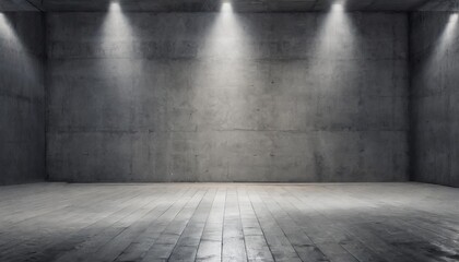 empty room with concrete walls dark interior with spotlights industrial copy space