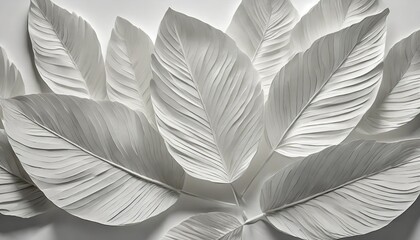 white paper leaves on white background 3d rendering computer digital drawing