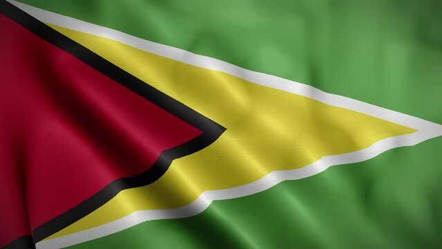 Guyana waving flag, Flag of Guyana Animation, Guyanese Flag Closeup, 4k Guyanese Flag Waving Animation