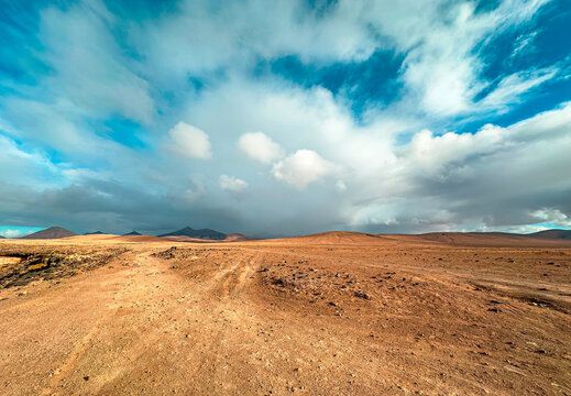 Landschaft der Vulkanlandschaft von Fuerteventura, Kanarische Inseln, Spanien