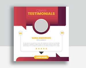 Customer feedback testimonial social media post web banner template	