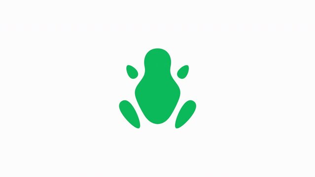Abstract frog graphic animation. Simple toad on white background motion design. 4K resolution