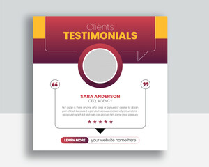 Customer feedback testimonial social media post web banner template	