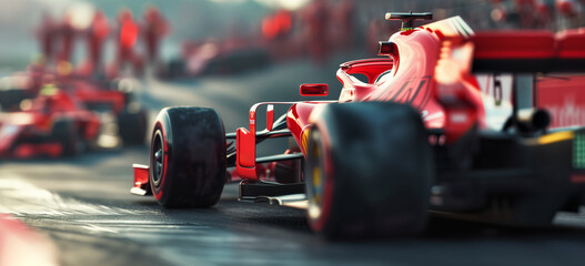 Red F1 Formula 1 racing cars