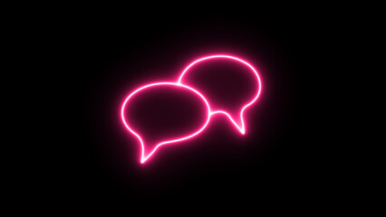 Neon gradient glowing Speech Bubble sign isolated on the black background. Neon speech bubble in line art style. glowing style for conversation and messaging. Concept of social media.
