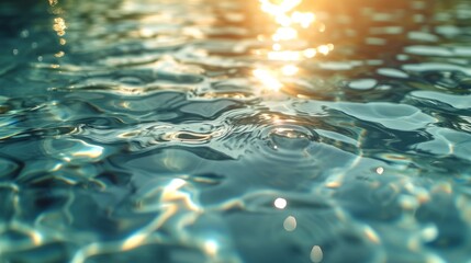 Sunlight dances on a water surface creating ripples and reflections in a serene setting - obrazy, fototapety, plakaty