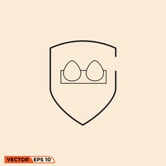 Egg shield icon design vector graphic of template, sign and symbol, line style
