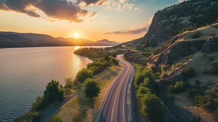  view of road in mountains at sunset © saka