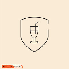 Drinking glass icon design vector graphic of template, sign and symbol, line style