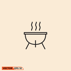 Grill icon design vector graphic of template, sign and symbol, line style