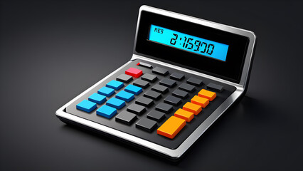 calculator for calculations 3d icon clipart isolated on a black background. 