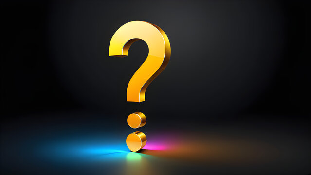 question mark symbol. 3d question mark for support icon clipart isolated on a black background
