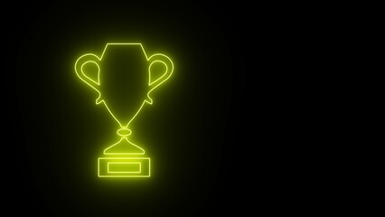 Neon Golf country club logo template or icon for tournament and championship. Neon Trophy Icon. Cup line icon in neon style. Winter sports illustration elements. Champion cup neon light icon.