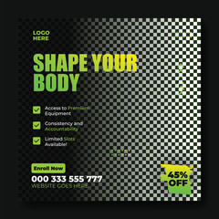 Gym social media post template design