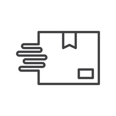 Fast moving box, fast shipping and delivery, dropshipping, speed, logo vector line art icon.