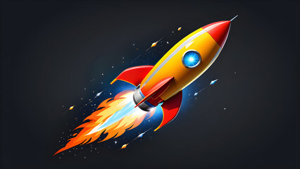 rocket 3dfor growth icon vector clipart isolated on a black background. rocket on the moon