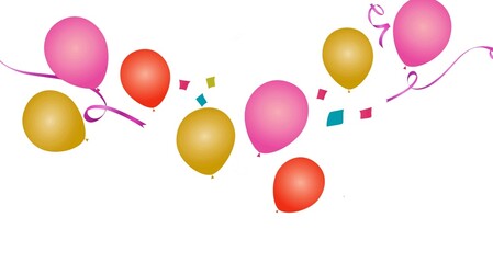 Colorful balloon set with bow and thread Greeting card background Temlate Flat design 