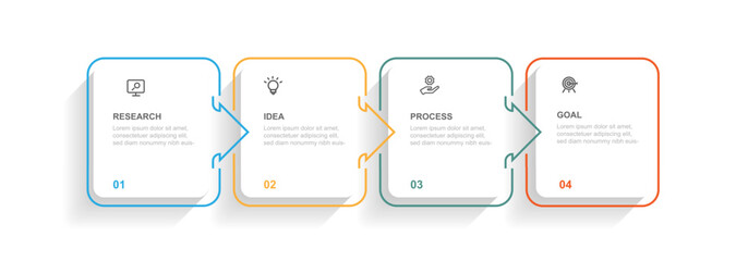 Design template infographic vector element with 4 step layout process suitable for web presentation and business information