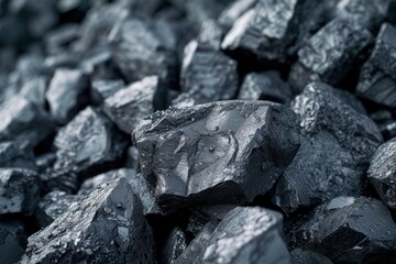Focusing on cold raw coal nuggets with soft focus exclusion of background