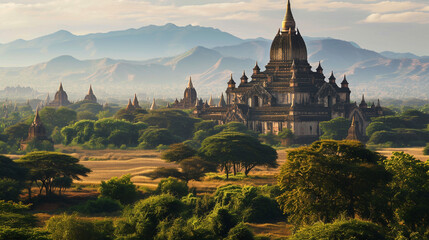 Beautiful temple. Bagan, Myanmar. - obrazy, fototapety, plakaty