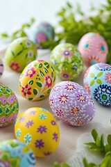 Fototapeta na wymiar Easter banner with colorful Easter Egg background. cute colorful easter eggs. Wallpaper background texture for ads, cards banners and web design.