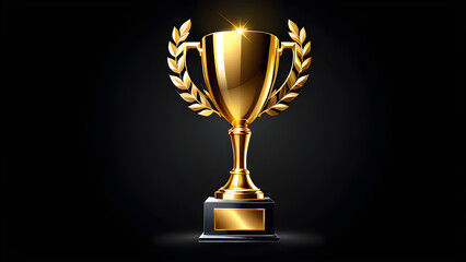 golden trophy for achievements icon vector clipart isolated on a black background. gold trophy cup