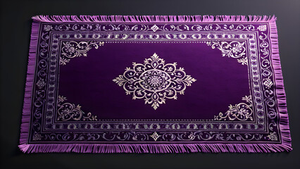 violet rug. embroidery carpet isolated on a black background