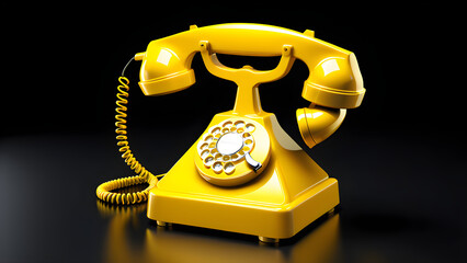 yellow telephone icon vector clipart isolated on a black background. yellow vintage telephone on black