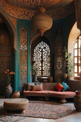 Beautiful Arabic interiors for villa generative ai