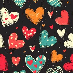 Seamless pattern: cute hearts, valentine's day. Generated ai