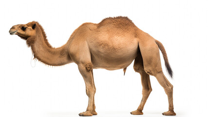 Bactrian camel isolated on white.
