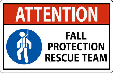 Hard Hat Decals, Attention Fall Protection Rescue Team