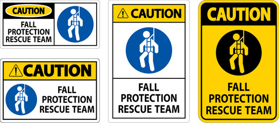 Hard Hat Decals, Caution Fall Protection Rescue Team