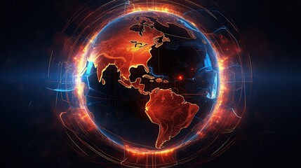 Digital Earth: Glowing Global Network