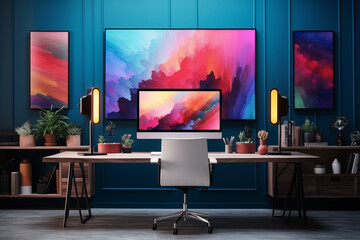An office featuring the latest gadgets illustration generative ai
