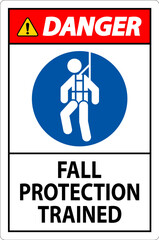 Hard Hat Decals, Danger Fall Protection Trained