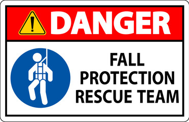 Hard Hat Decals, Danger Fall Protection Rescue Team