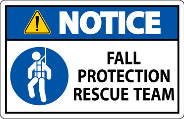 Hard Hat Decals, Notice Fall Protection Rescue Team