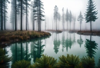 Green Pine Trees Covered With Fogs Under White Sky during Daytime  - Powered by Adobe