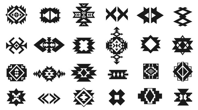 Aztec Navajo Shapes Set Southwestern Art Symbols