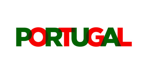Portugal emblem. The design features a geometric style, vector illustration with bold typography in a modern font. The graphic slogan lettering.