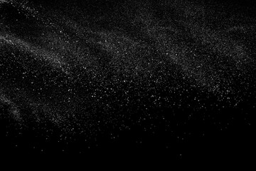 	
Abstract white dust on black background. Light smoke texture. Powder explosion. Splash water overlay.	
