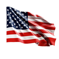 American flag with alpha matte isolated on transparent and white background. Ideal for use in advertising. Generative ai