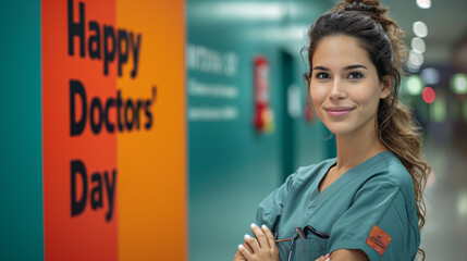 Portrait of a happy Doctor, a confident, hard-working health professional and medical aid, a woman leader.