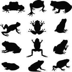 Frog silhouette set