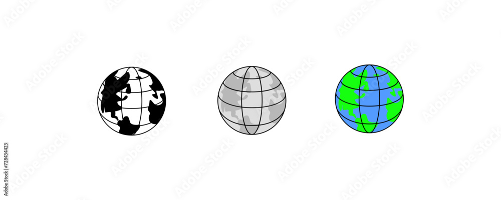 Poster planet icons. network buttons. silhouette and flat style. vector icons