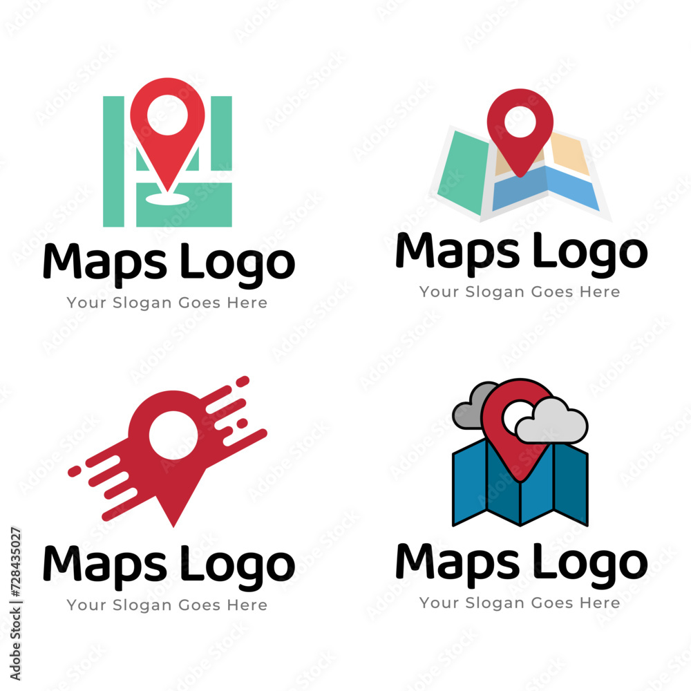 Poster set of map pin point icon logo design element isolated on white background