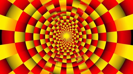 Vibrant whirling motion optical illusion with colorful spiraling square moire pattern