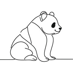 Sitting panda in line drawing style